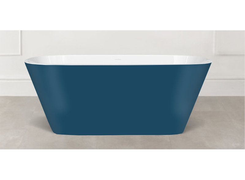 Painted Vetralla 58-3/4" X 29-2/8" Freestanding Soaking Bathtub In Volcanic Limestone With No Overflow Hole