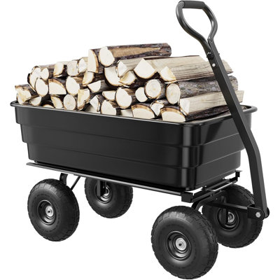 Chariot à benne en poly robuste 1200 lb, chariot de brouette utilitaire de 10 pieds cubes avec pneus sans crevaison, poignée pivotante à 180 ° et fixation rapide pour jardin, pelouse et aménagement paysager, noir