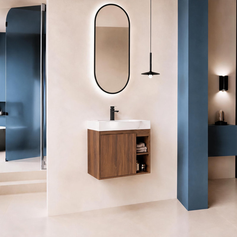 Meuble-lavabo flottant 24 po Slimbay, Brun, 24"