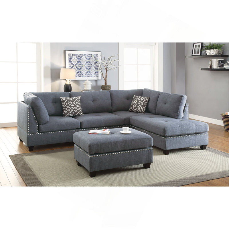 3 pièces Canapé modulaire gris et gris