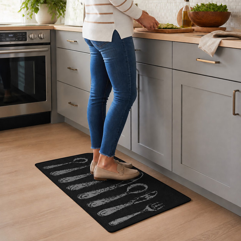 Tapis de cuisine luxueux Comfort Chef, conception de coutellerie, profil bas, ajustement universel, l 32 po x l 20
