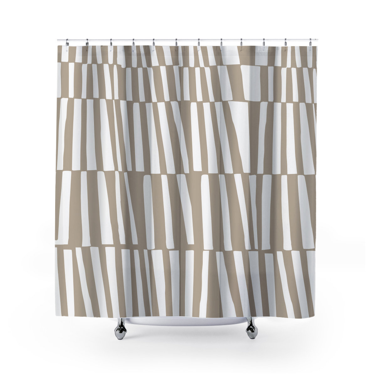 Thora Abstract Mid-Century Shower Curtain, Beige