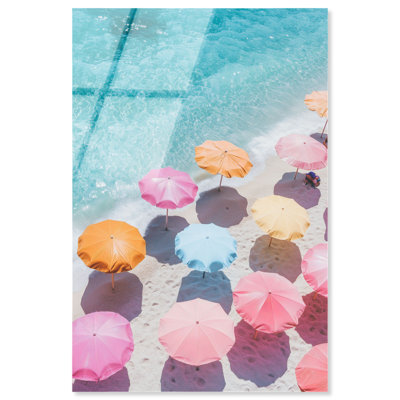 "Beach Umbrella", reproduction d'art acrylique côtière par Art Remedy, prête à être accrochée, 10 x 15