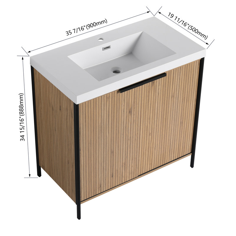 Meuble-lavabo autoportant avec lavabo en résine
