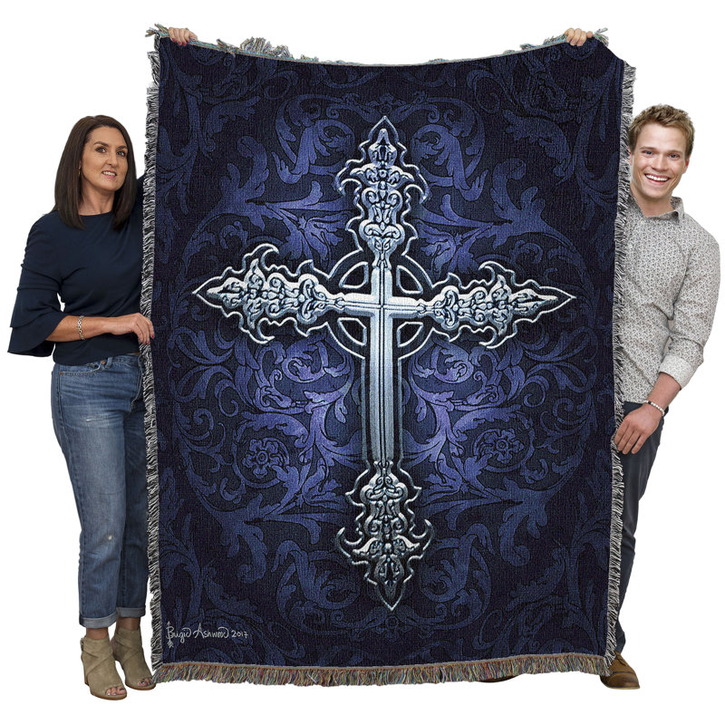 Pure Country Weavers Gothic Cross Blanket by Brigid Ashwood - Religious Gift Tapestry Throw Woven from Cotton - Made in the USA (72x54)