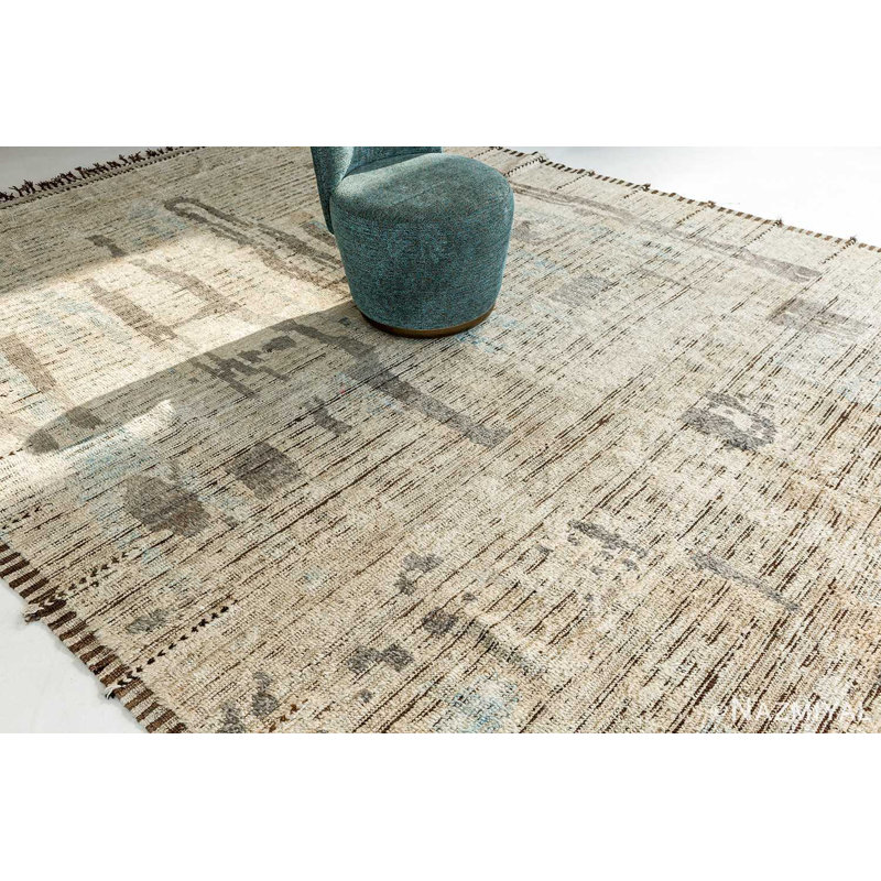 Modern Distressed One-of-a-Kind Rectangle 9'9" X 13'9" Area Rug