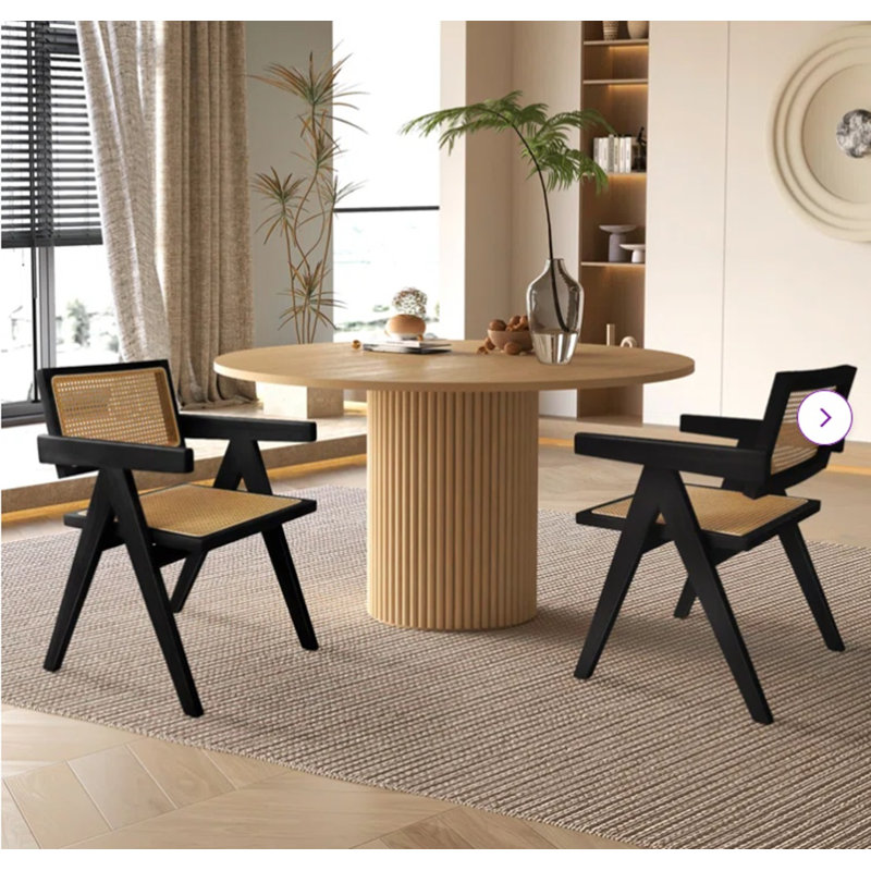 Chaise avec accoudoirs en bois massif Briggette, Noir