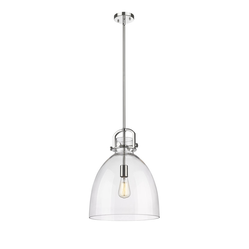 Luminaire suspendu 1 lumière Badillo, Clair, H 18,25 po x l 14 po x P 14 po, Nickel poli