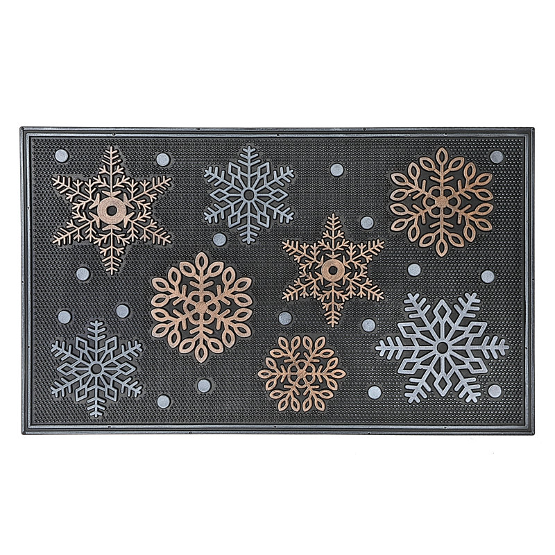 Tapis d'entrée / extérieur antidérapant en caoutchouc avec flocons de neige 30 po x 18 po