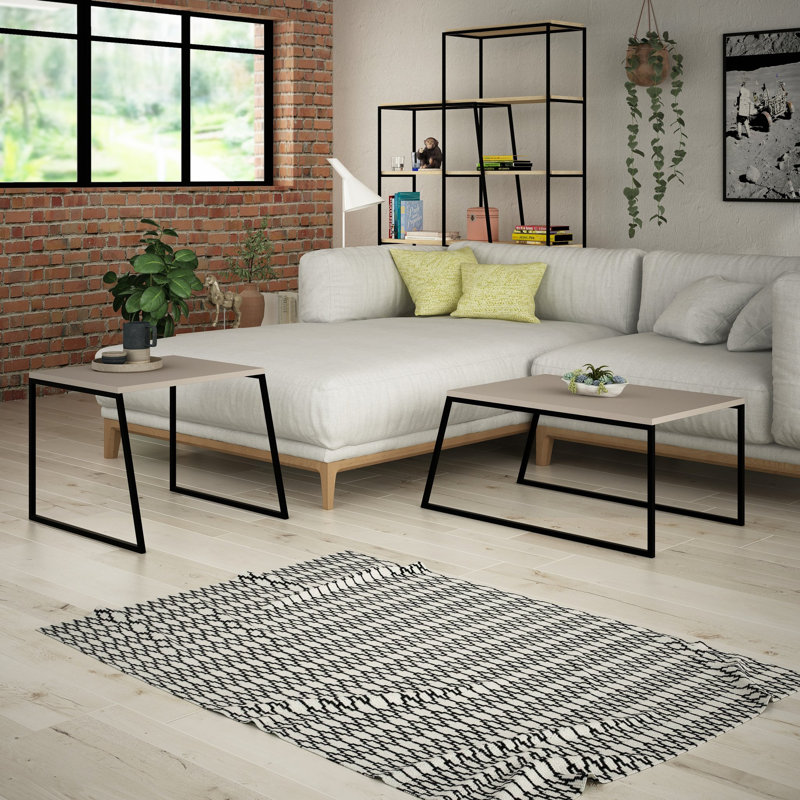 Ensemble de tables basses gigognes Linn, Moka clair