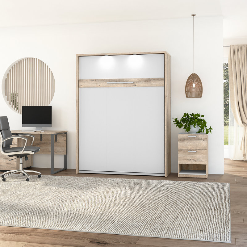 Osterman Murphy Bed, Queen, Rustic Brown & White