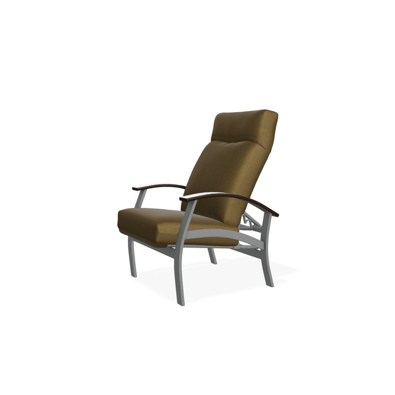 Chaise de patio inclinable avec coussins Askar, Toile Sunbrella® beige chiné, Kona P10, Graphite texturé
