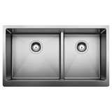 Quatrus 33" L X 19" W Double Bowl Stainless Steel Farmhouse Sink with Low Divide