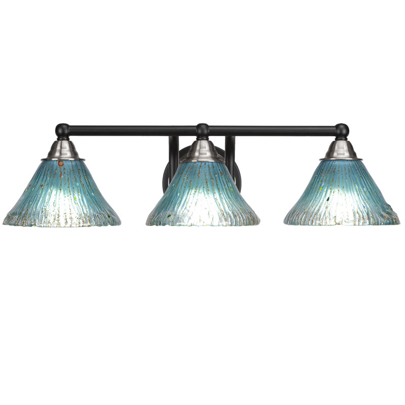 Barre d'éclairage de salle de bain 3 lumières Ayrshire, Noir mat / nickel brossé