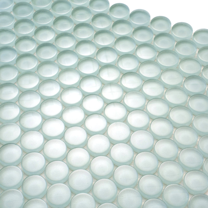 Penny 1 " X 1 " Straight Edge Glass Mosaic Sheet Wall & Floor Tile, Ice