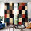 Rideaux à carreaux géométriques 2 pièces, passe-tringle de style patchwork bloquant le soleil, design rustique moderne, décor de fenêtre d'étude de salon toutes saisons-2138569661
