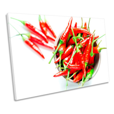 Red Bowl Chilli Kitchen Hot 1 Piece Wrapped Canvas Wall Art