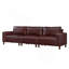 112" 3-Seat PU Leather Sofa With Solid Wood Legs For Living Room & Apartment-125093158