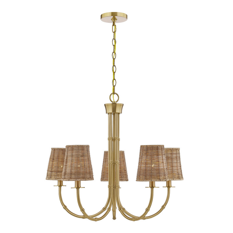 Lustre 5 lumières Ashbury en laiton chaud