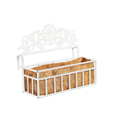 Pot à fleurs avec rampe blanche patiné