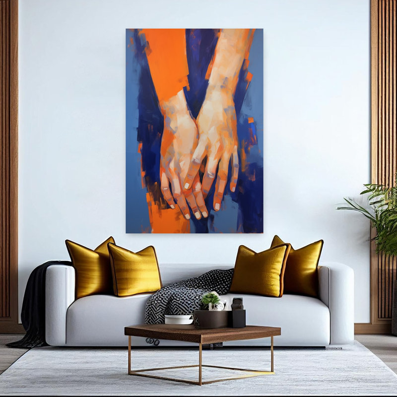 Abstrait, mains bleues abstraites, art mural contemporain audacieux, H 60 po x l 40 po