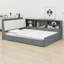 Base de lit minimaliste en bois avec tête de lit, tablettes et tiroirs de rangement-129111285