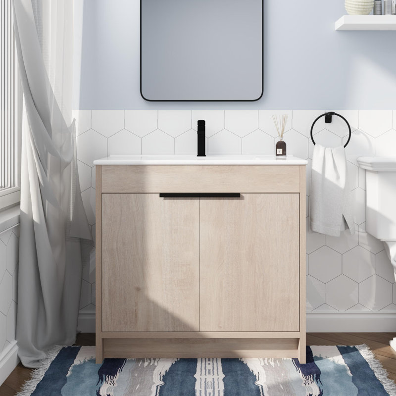 Ensemble de meuble-lavabo simple 36 po Chalsbury, Blanc lustré, Blanc lustré