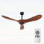 Ventilateur de plafond en bois naturel avec télécommande, 52 po sur 3 pales, moteur CC réversible à 6 vitesses pour une utilisation intérieure et extérieure