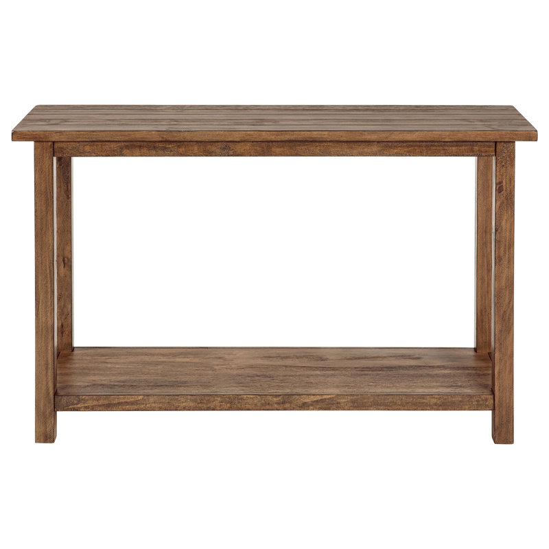 Rustic Distressed Console Table with Lower Shelf – Narrow Space Design for Hallway/Under Window, Timeless Storage Accent Table