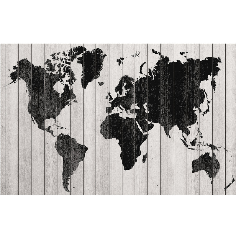 Murale du monde en bois, l 120 po x L 192 po