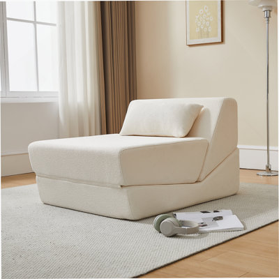 [Nouvelle arrivée] Canapé convertible en tissu d'alpaga de loisirs, canapé-lit 2 en 1 fonctionnel et fonctionnel