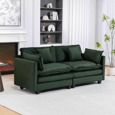 Modern 2Seats 77.95"Sectional Sofa With Waist Pillows,2-Seat Upholstered Symmetrical Sofa Furniture,Sleeper Sofa Couch With Chaise Lounge For Living Room,Apartment