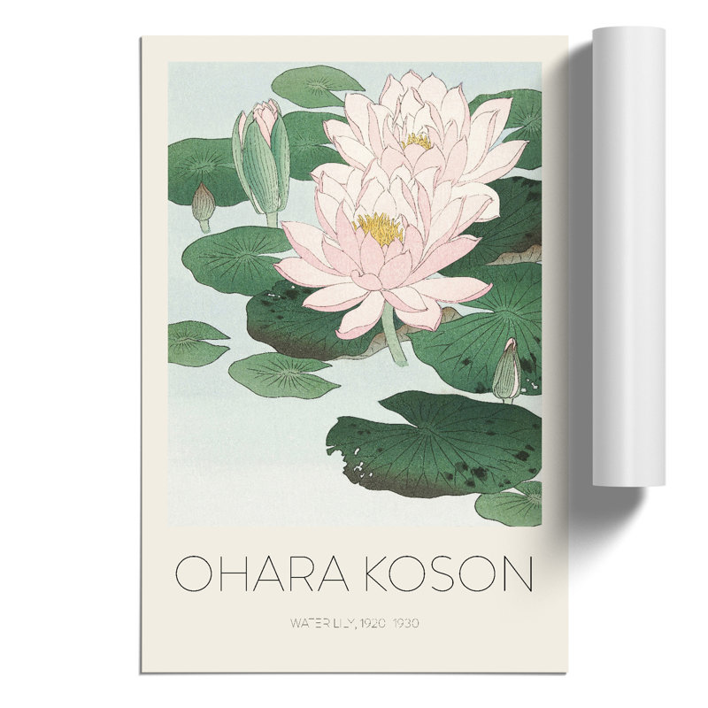 Pink Water Lilies Print by Ohara Koson - Frameless Print, 59cm H x 42cm W x 0.1cm D