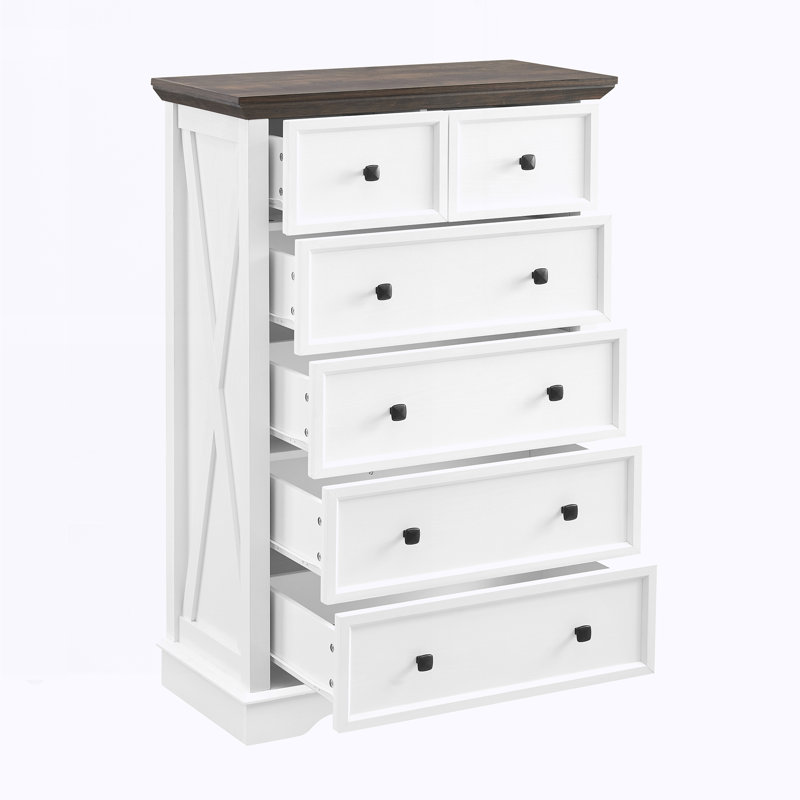 Commode 6 tiroirs, Brown/White