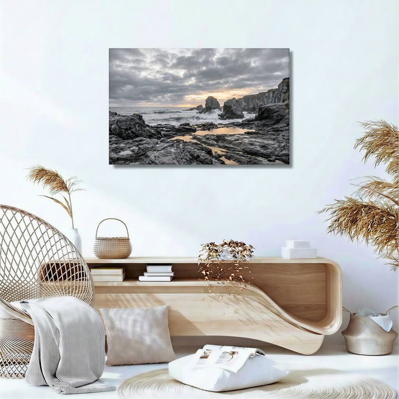 Ensemble de 1 tableau sur toile représentant un paysage côtier, H 16 po x l 24 po, Toile tendue