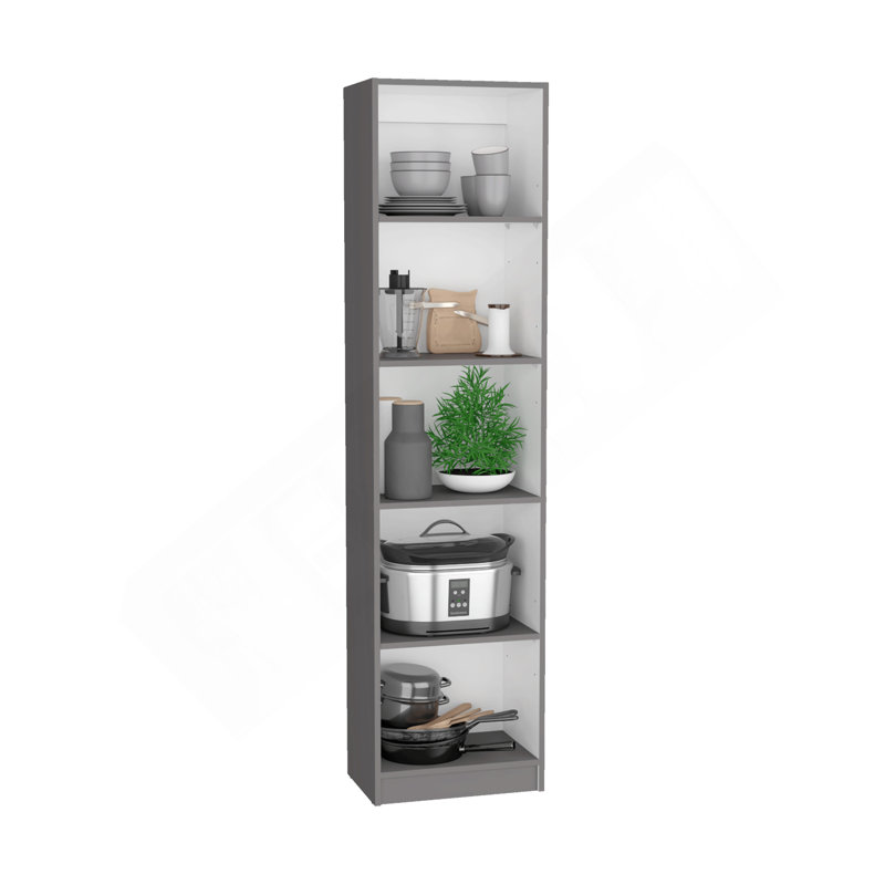 Micco 2 Piece 2 Piece Home Bookcase Set, 42" Wide  With 8 Shelves And Double Door Cabinet, Living Room Set Matte Gray - White