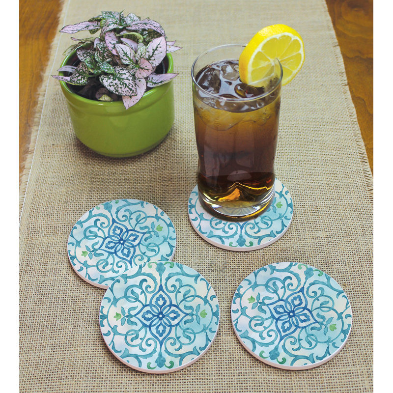 Sous-verre médaillon bleu