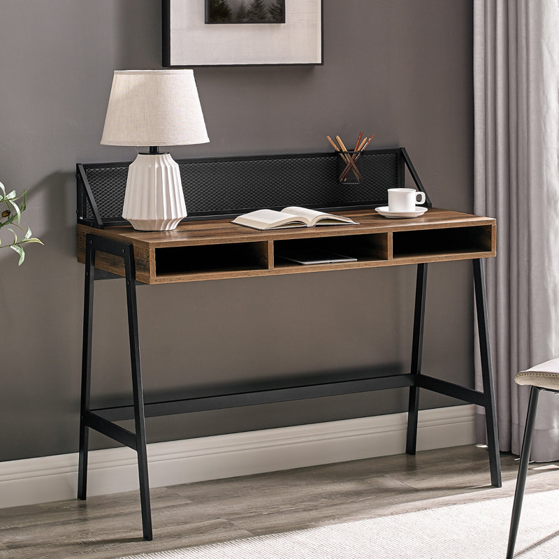 Arcadia Metal Base Writing Desk, Reclaimed Barnwood