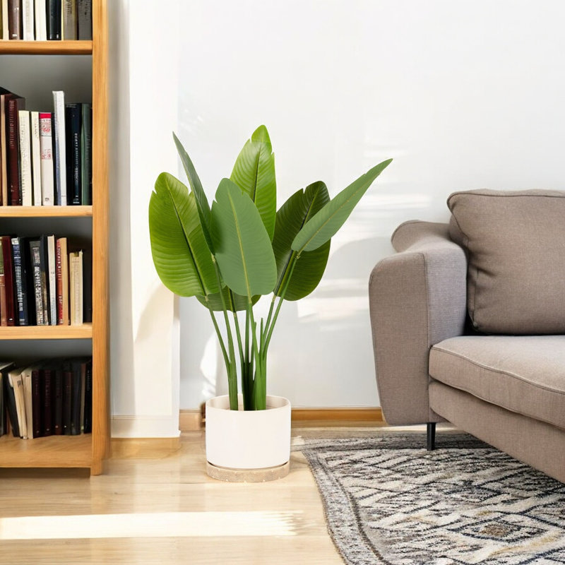 Arbre artificiel oiseau de paradis en pot de plastique, H 32 po x l 20 po x P 20 po