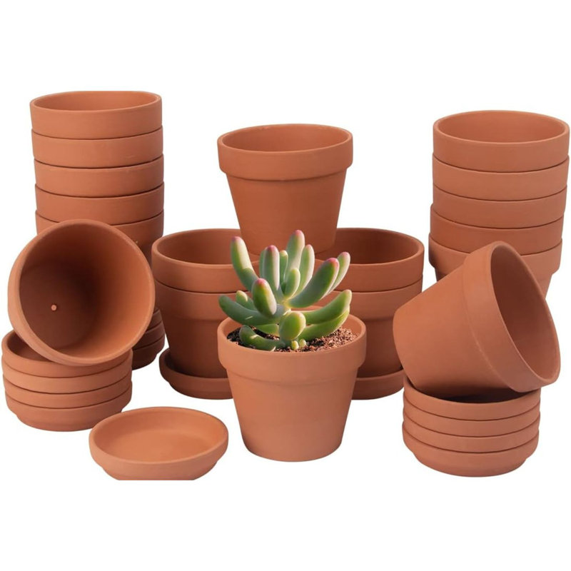 17 Pack 4" Terracotta Planter Pots With Saucer