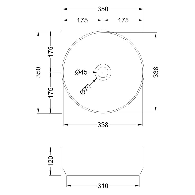 Vessels 350mm Countertop Basin