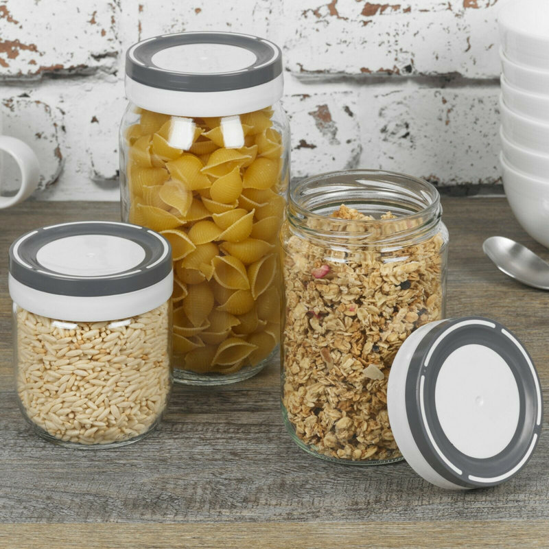 Glass Jar - Set of 3, 14cm H x 9cm W x 9cm D
