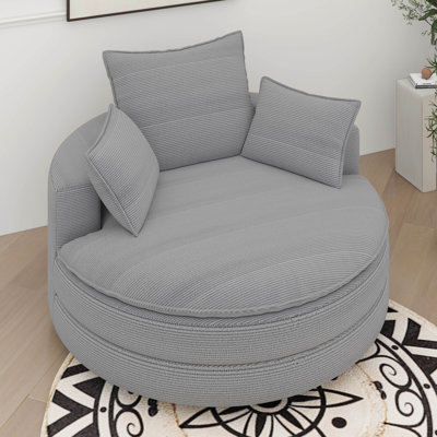 Swivel Accent Barrel Chair, 360°Swivel Chair With 3 Pillow Sofa Round Chair Single Sofa Chair