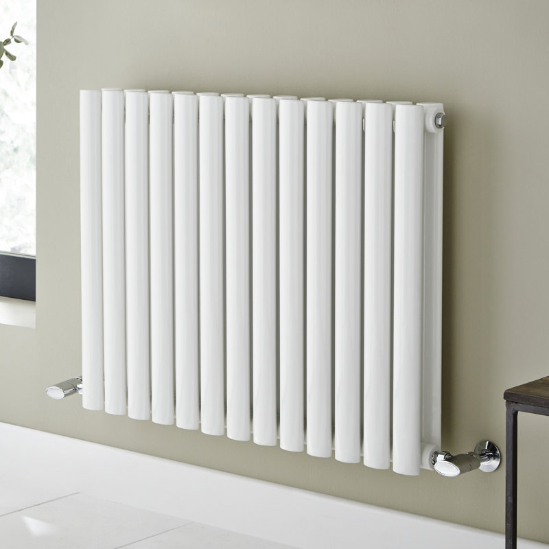 Krysta Vertical Oval Panel Radiators, White, 23.6cm H x 30.7cm W x 2.2cm D