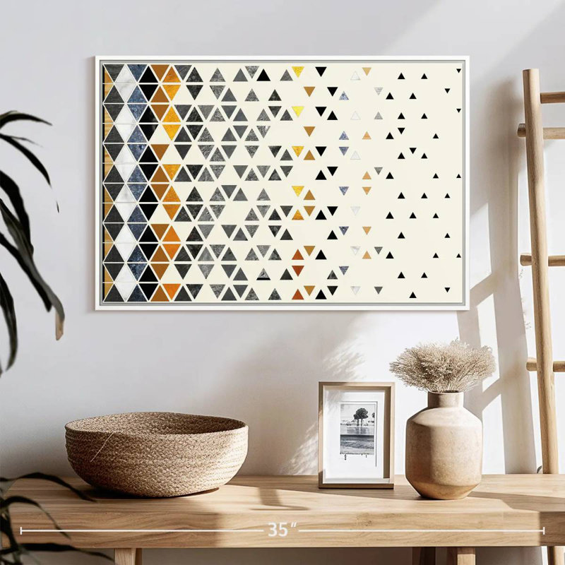 Triangle de folie, Cadre flottant blanc, 25 po x 17 po