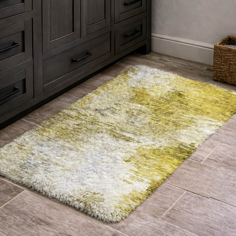 Tapis à poil long de qualité supérieure lavable à la machine ADS595, Gold, 1'8" x 2'6"