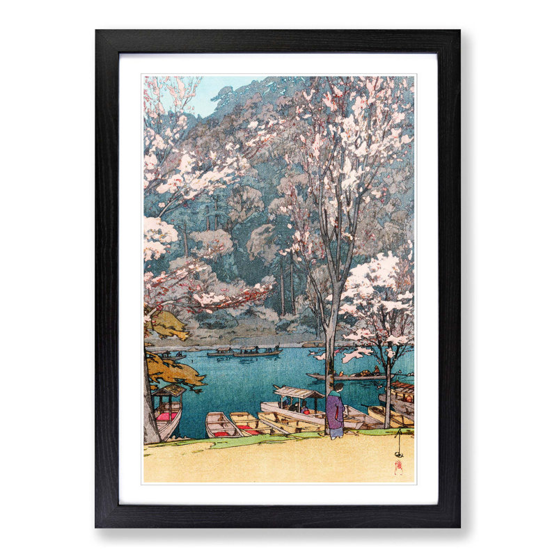 Arashiyama by Hiroshi Yoshida - Single Picture Frame Painting, 33cm H x 24cm W x 2cm D, Black Framed