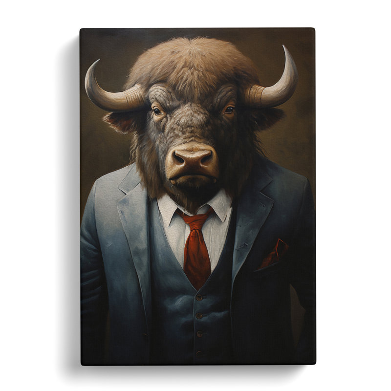 Buffalo In A Suit Painting - Wrapped Canvas, 76cm H x 50cm W x 3cm D