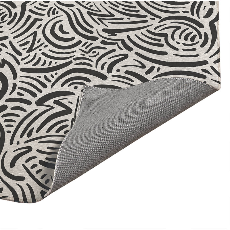 Tapis de bureau Cozy Swirl, L 6 pi x L 4 pi, Ivoire/gris anthracite