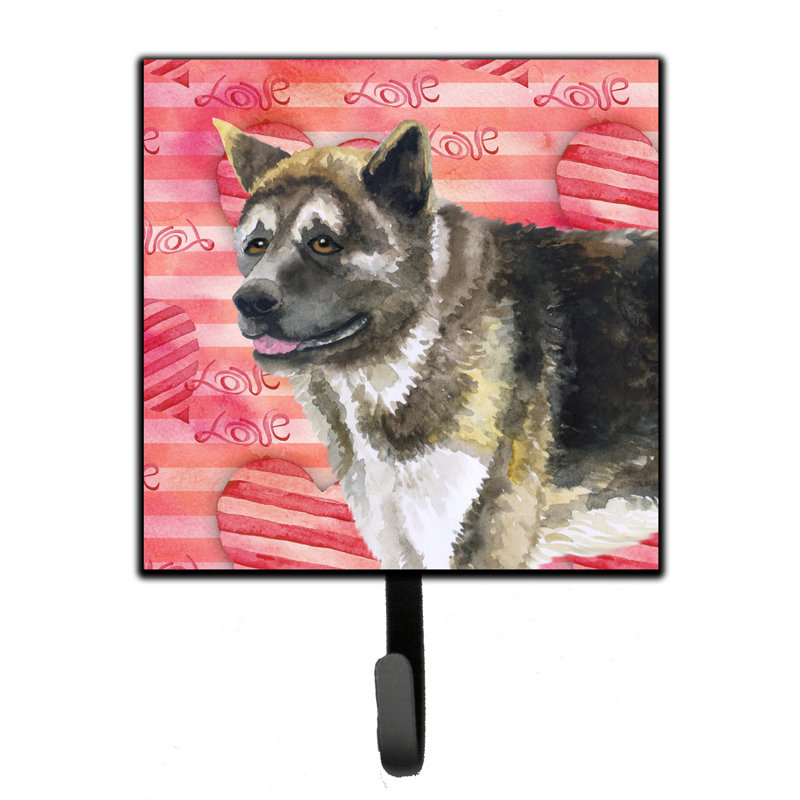 Organisateur de clés murales avec crochets clés chihuahua love Saadet, Rose / brun / noir, Akita américain